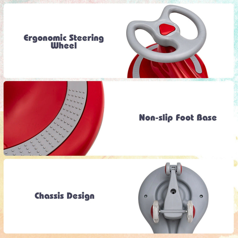 Wiggle Car Ride-On Toy with Flashing Wheels for Toddlers and Kids in Red