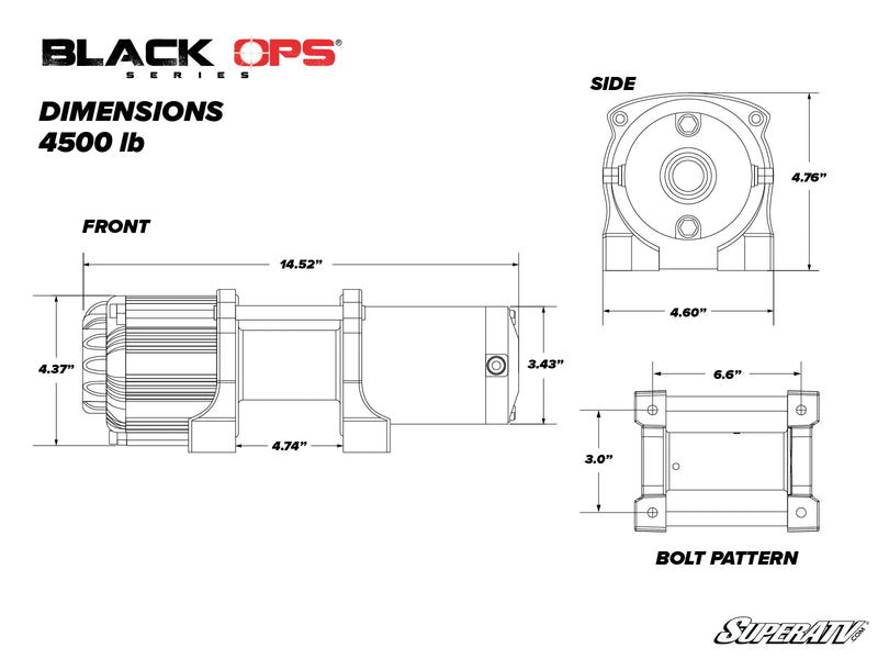 Black Ops 4500 LB. ATV/UTV Winch