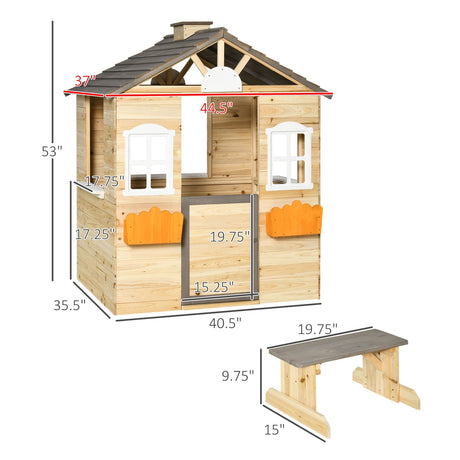 Wooden Outdoor Playhouse for Kids Garden Pretend Play and Adventure Games