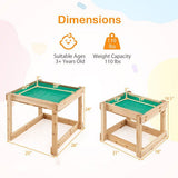 Wooden Sand and Water Table with Protective Cover for Kids, Natural Finish