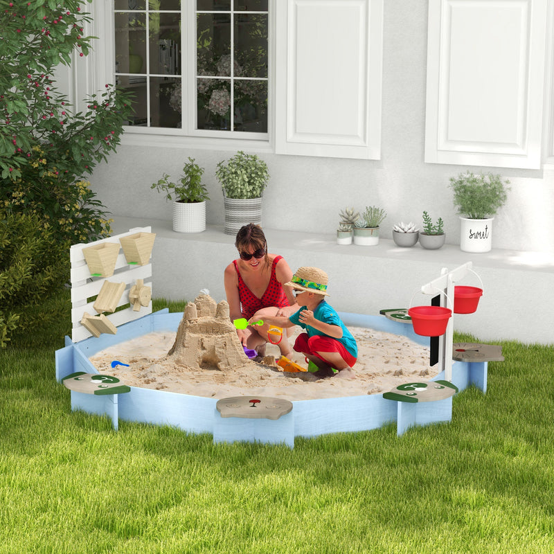 Wooden Sandbox for Ages 3-7, 85 x 85 x 25 inches, Blue