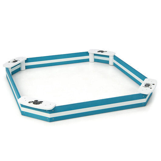 Wooden Sandbox with Animal Pattern Seats for Outdoor Play