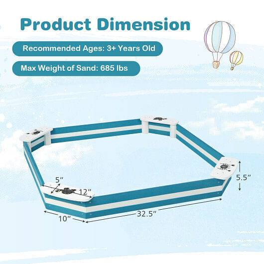 Wooden Sandbox with Animal Pattern Seats for Outdoor Play