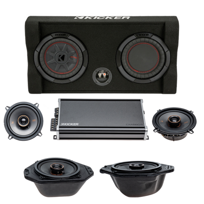 Kicker Plug & Play Full System 4-Speaker, 5-Channel Amp, Sub Bundle Upgrade | '97 - '06 TJ Wrangler
