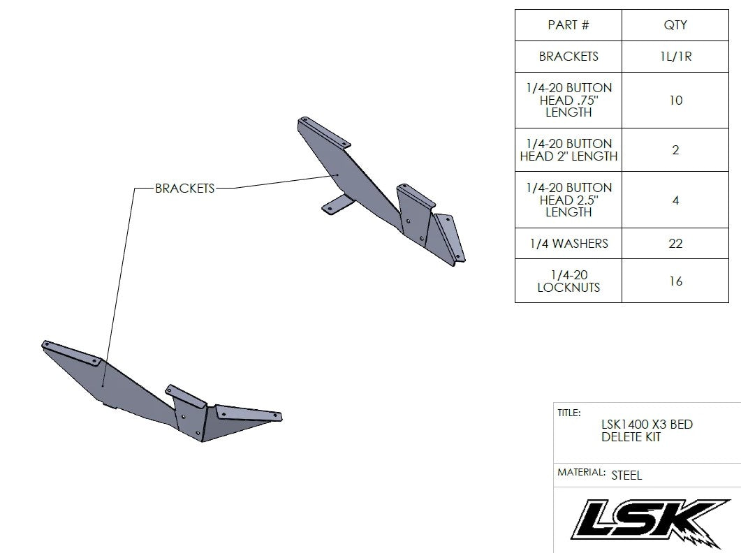LSK Cam-Am X3 Bed Delete Kit