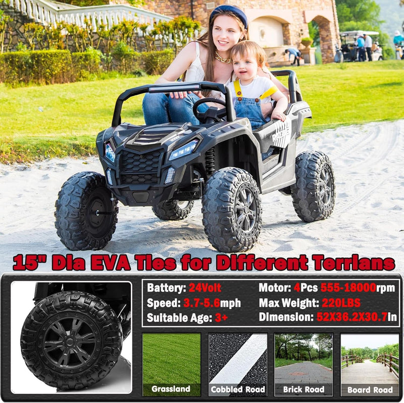 24V 4WD XXL Ride-On UTV Car for Big Kids with 2-Seater Capacity