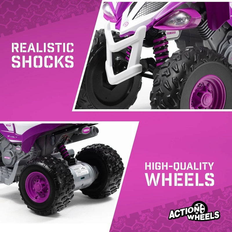 Yamaha Raptor 12V Battery-Powered Purple Ride-On ATV with Music for Ages 3-5