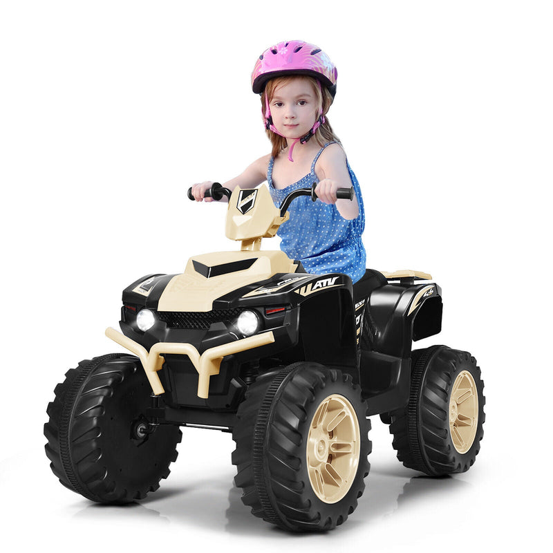 Yellow 12V Kids ATV Quad Ride On Car with LED Light and Music Toy