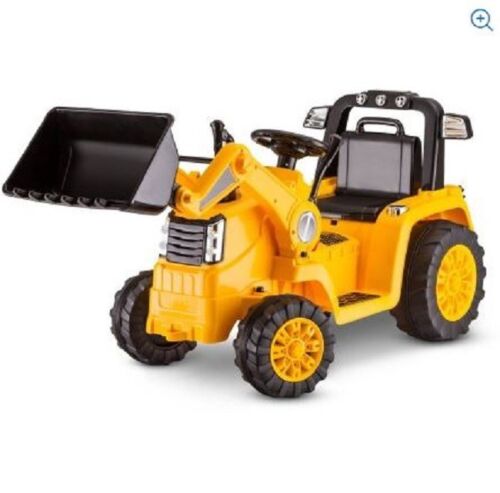 Yellow Battery-Powered Ride-On Backhoe for Kids with 6V Rechargeable Battery