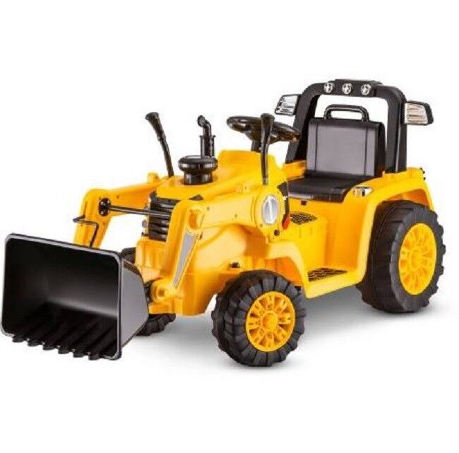 Yellow Battery-Powered Ride-On Backhoe for Kids with 6V Rechargeable Battery