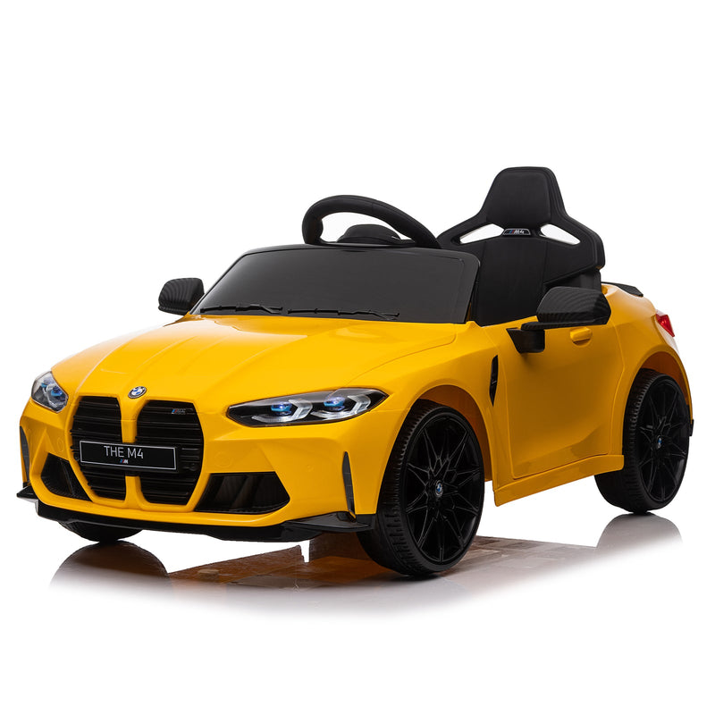 12V Yellow Kids Ride-On Toy Car with 2.4G Parent Remote Control and Three-Speed Settings