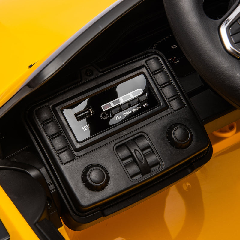 12V Yellow Kids Ride-On Toy Car with 2.4G Parent Remote Control and Three-Speed Settings