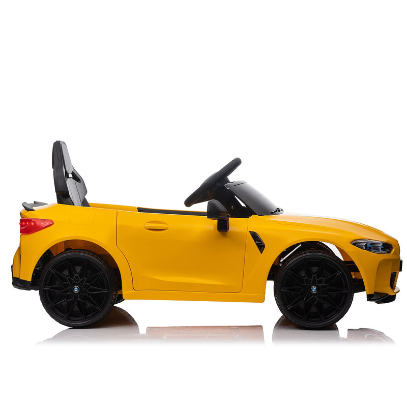 12V Yellow Kids Ride-On Toy Car with 2.4G Parent Remote Control and Three-Speed Settings