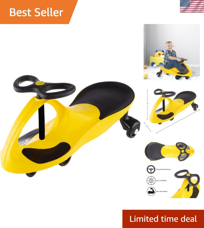 Yellow Wiggle Car Battery-Free Ride-On Toy for Motor Skill Development