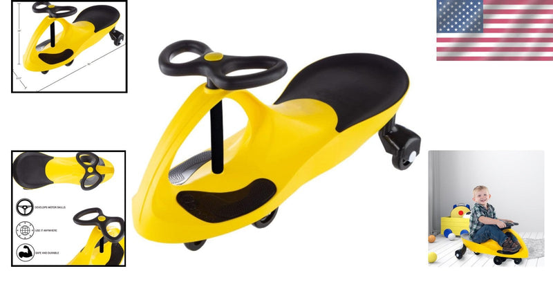 Yellow Wiggle Car Battery-Free Ride-On Toy for Motor Skill Development