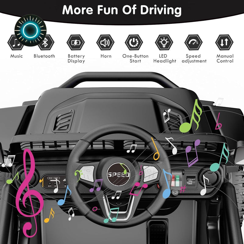 12V Electric Ride-On Jeep Truck with Power Wheels for Toddlers Ages 1-3