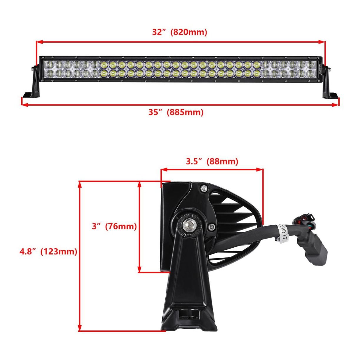 Auxbeam 32" Golf Cart Light Bar - Straight LED RGB Cree Golf Cart Light Bar WITH 12V converter