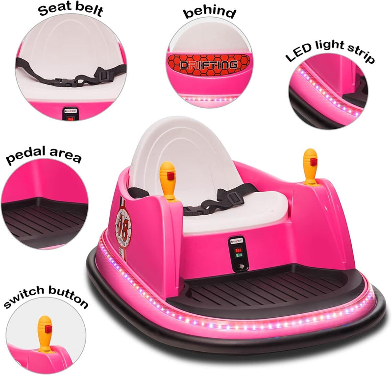 12V Electric Ride-On Bumper Car for Toddlers with 360 Degree Spin and Remote Control