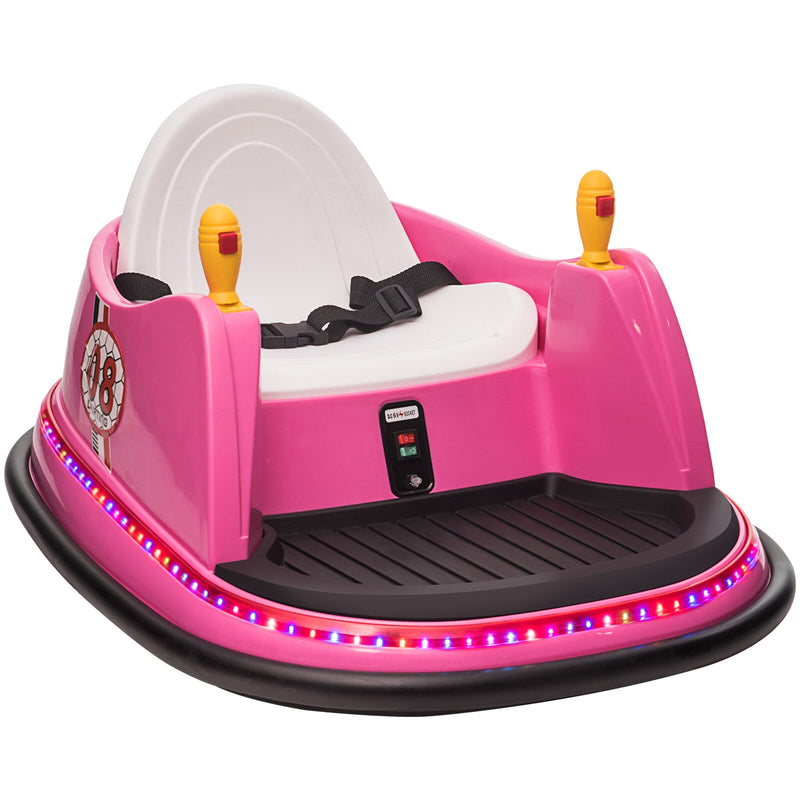 12V Kids Ride-On Bumper Car with Remote Control, 360° Spin, and Flashing Lights for Toddlers