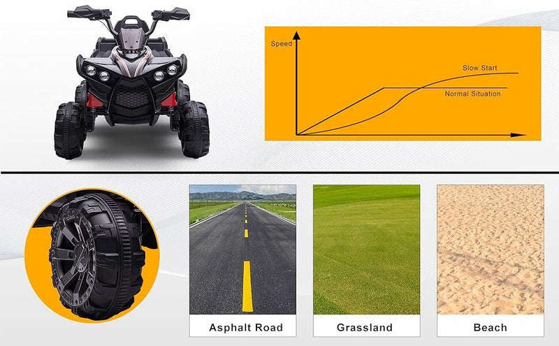 12V Electric Kids Ride-On Off-Road ATV Quad Car with 2 Speeds Green