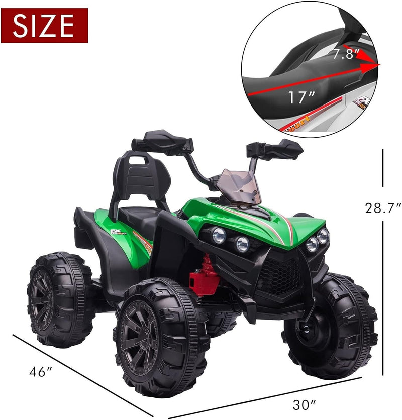 12V Electric Kids Ride-On Off-Road ATV Quad Car with 2 Speeds Green