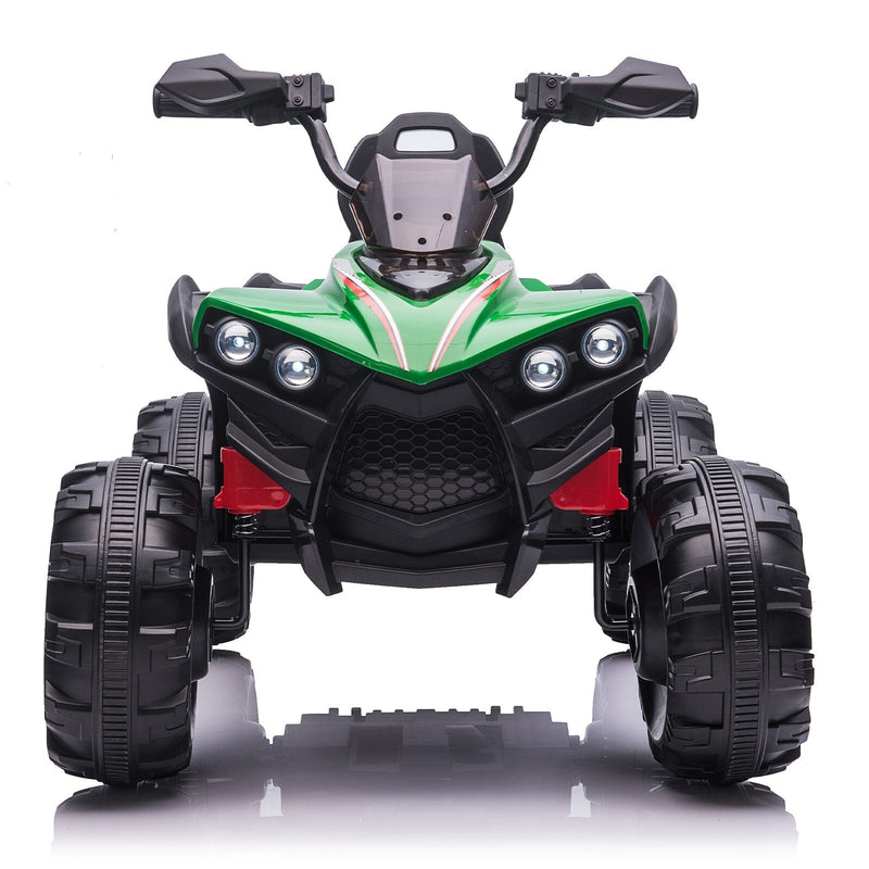 12V Kids Electric Ride-On Off-Road ATV Quad Car Toy with 2 Speeds and LED Lights Green
