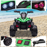 12V Kids Electric Ride-On Off-Road ATV Quad Car Toy with 2 Speeds and LED Lights Green