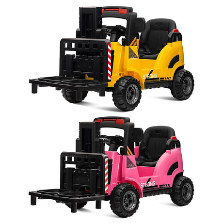 12V Kids Ride-On Forklift Toy Car with Horn for Pretend Construction Play
