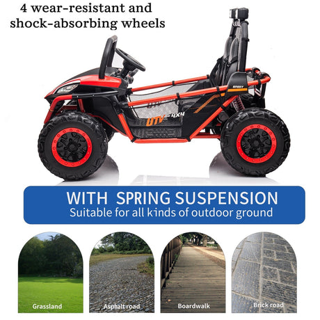 24V Electric 2-Seater Kids Ride-On UTV Truck with 4WD and Remote Control, 4x80W Motors