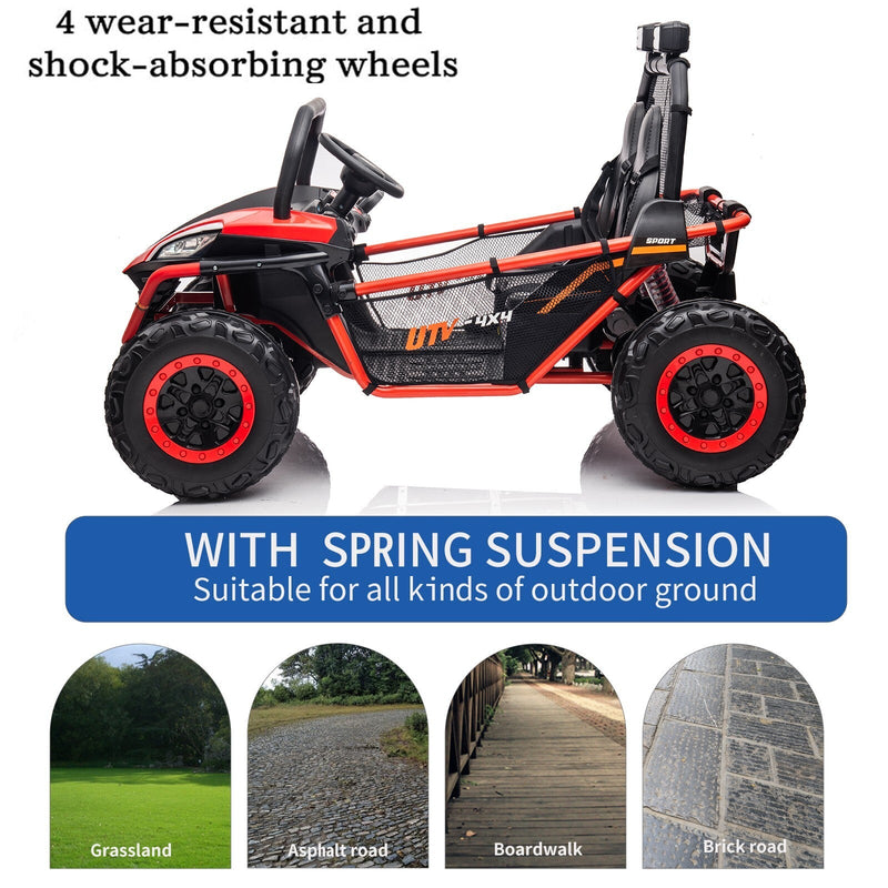 24V Electric 2-Seater Kids Ride-On UTV Truck with 4WD and Remote Control, 4x80W Motors