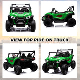 24V Kids Electric 2-Seater Ride-On UTV Truck 55in with Remote Control and 4x80W Motors Green
