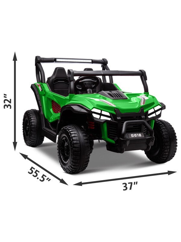 24V Kids Electric 2-Seater Ride-On UTV Truck 55in with Remote Control and 4x80W Motors Green