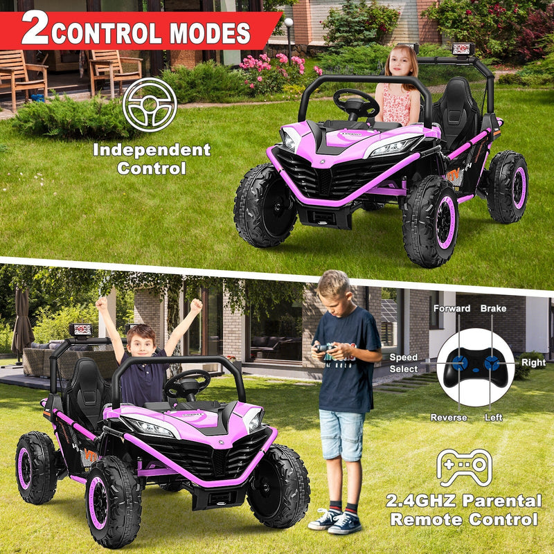 24V Kids 2-Seater Ride-On UTV Truck with 300W Motor, Remote Control, EVA Tires, Purple