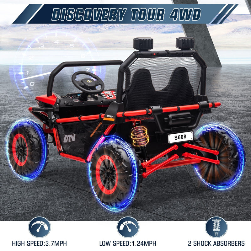 24V Electric Kids Ride-On UTV Truck with 2 Seats, 4WD and Remote Control, 4x80W Motor