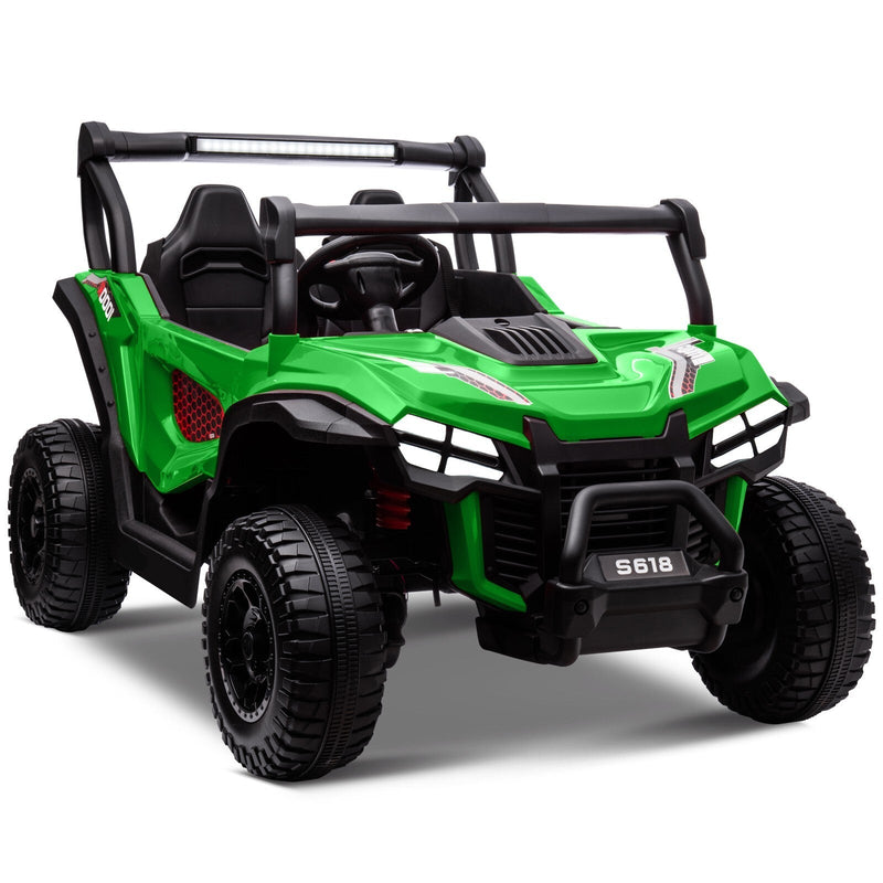 24V Kids Electric 4WD Ride-On UTV Truck, 2-Seater, Green, 80W Motor