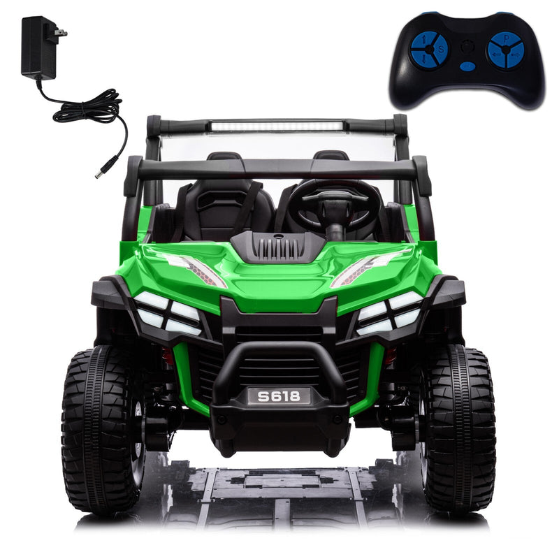 24V Kids Electric 4WD Ride-On UTV Truck, 2-Seater, Green, 80W Motor