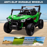 24V Kids Electric 4WD Ride-On UTV Truck, 2-Seater, Green, 80W Motor
