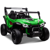 24V Kids Electric 4WD Ride-On UTV Truck, 2-Seater, Green, 80W Motor