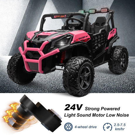 Kids Electric Ride-On UTV Truck with 24V Power, 4WD/2WD and Remote Control
