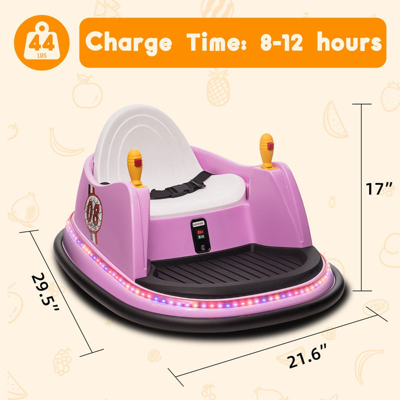 12V Kids Ride-On Bumper Car with Remote Control, 360° Spin and Flashing Lights for Toddlers