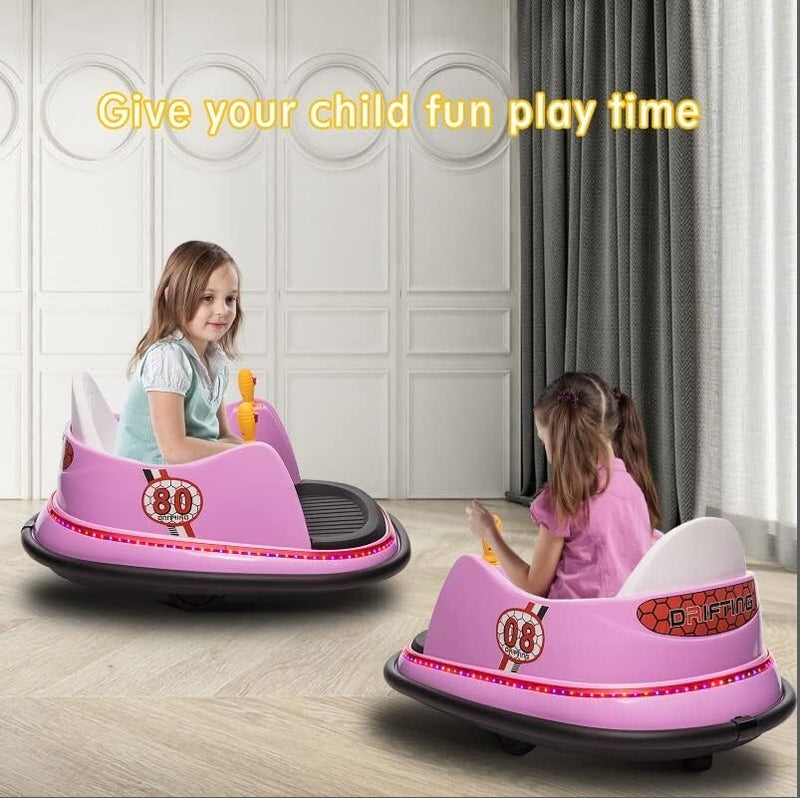 12V Kids Ride-On Bumper Car with Remote Control, 360° Spin and Flashing Lights for Toddlers