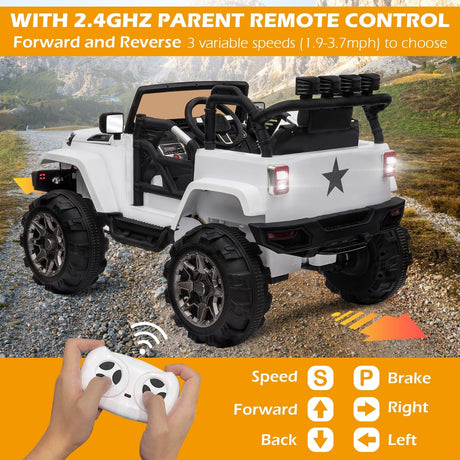 Kids 12V Electric Ride-On Truck with Remote Control and Built-in Music