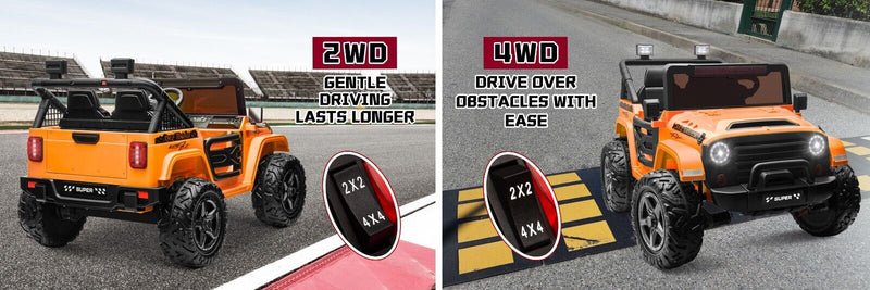 Kids Electric Ride-On Truck 24V 9AH Battery 4WD/2WD Power Car 2-Seater