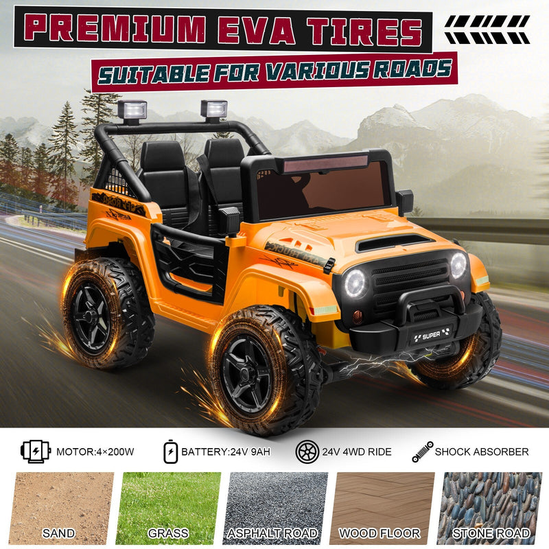 Kids Electric Ride-On Truck 24V 9AH Battery 4WD/2WD Power Car 2-Seater