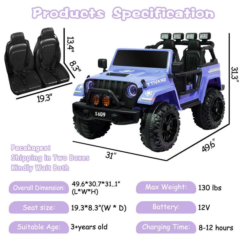 Kids 12V Electric Ride-On Jeep Truck with Remote Control and Powerful Battery
