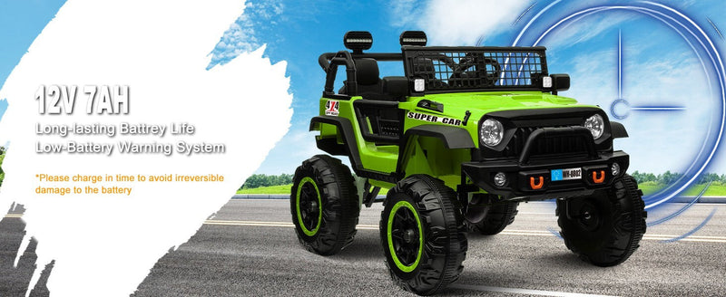 12V Electric Kids Ride-On Truck with Remote Control and 2 Seats, Green