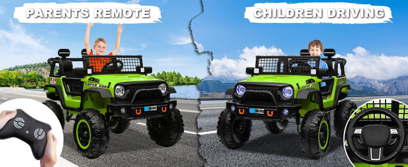 12V Electric Kids Ride-On Truck with Remote Control and 2 Seats, Green