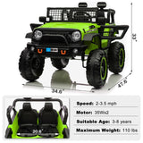 12V Electric Kids Ride-On Truck with Remote Control and 2 Seats, Green