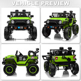 12V Electric Kids Ride-On Truck with Remote Control and 2 Seats, Green