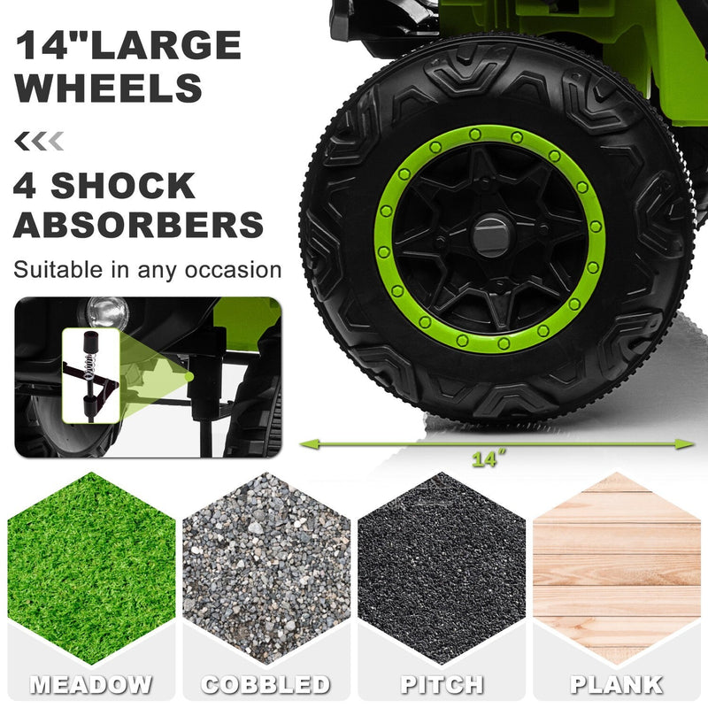 12V Electric Kids Ride-On Truck with Remote Control and 2 Seats, Green